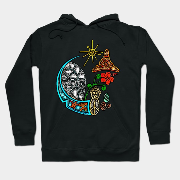 Puerto Rico Taino Symbols Hoodie by SoLunAgua